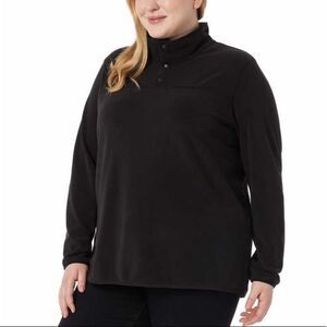 NWT 32 Degrees Ladies Snap Arctic Fleece Pullover Sz 3X BLACK new in pkg